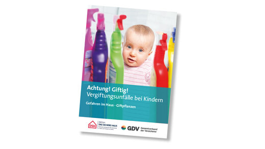 Cover der DSH-Broschüre Achtung Giftig mit kleinem Kind und Putzmitteln