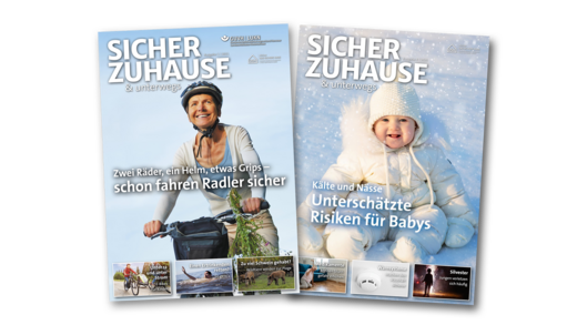 Abbildung von zwei Cover der Zeitschrift Sicher zuhause und unterwegs